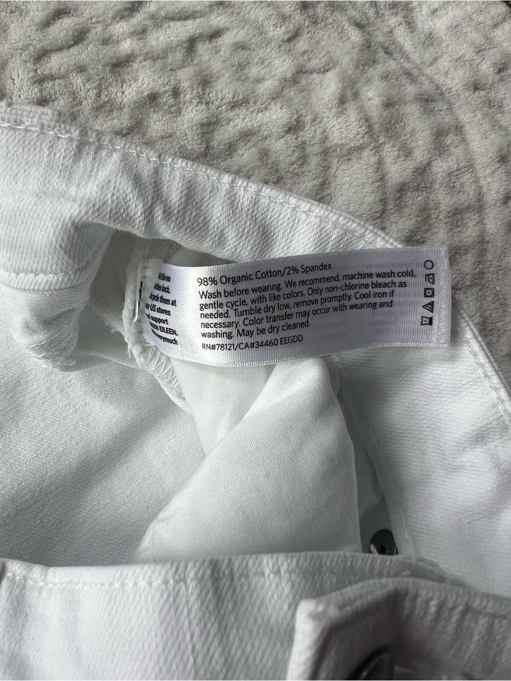 Eileen Fisher White Organic Cotton Stretch Jeans Women’s Size 6 Straight Leg - Picture 4 of 9